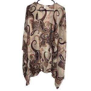 Bohemian Paisley Sheer Kimono Cardigan By CY Fashion Sz Large